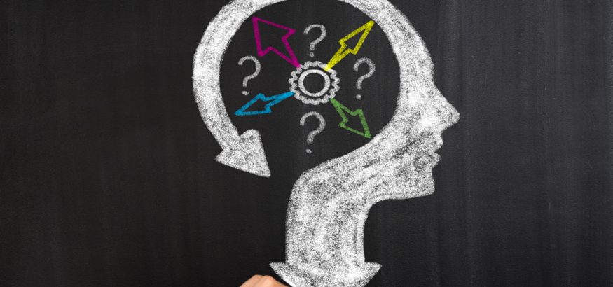 Chalk image of person's brain showing employee engagement