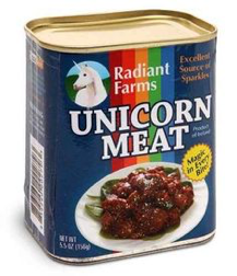 Unicorn meat can symbolic of cool ideas by successful startups